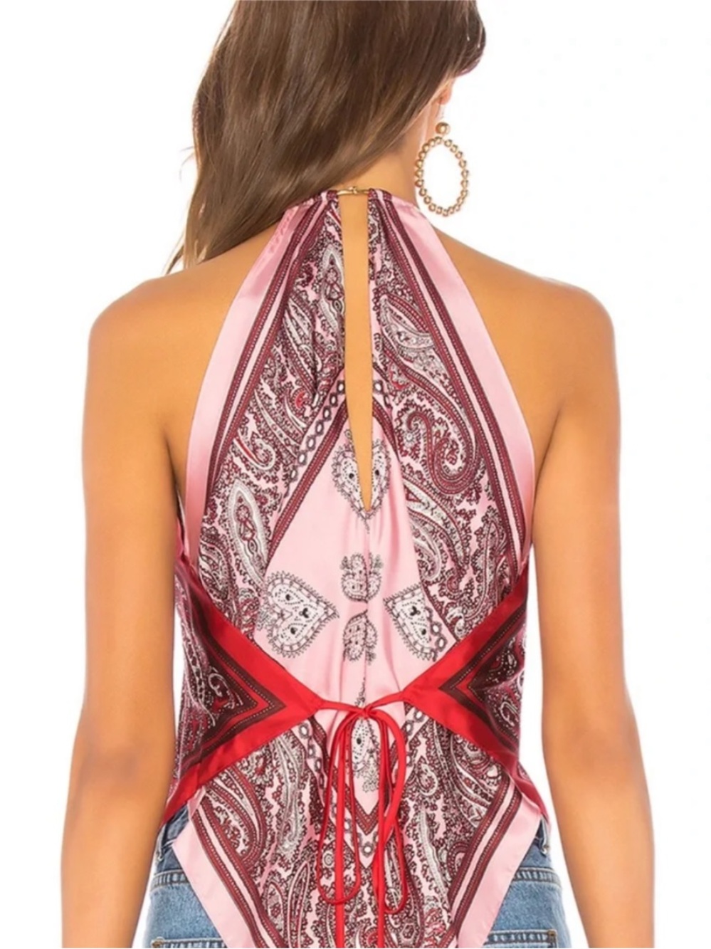 Diane Von Furstenberg Red Paisley Halter Scarf Top - Picture 4 of 14